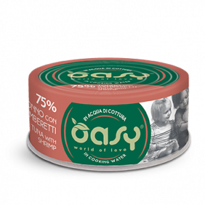 OASY CAT MORE LOVE TONNO E GAMBERETTI LATTINA 70 GR