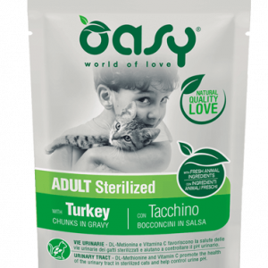 OASY CAT BOCCONCINI STERILIZED TACCHINO BUSTINA 85 GR