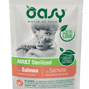 OASY CAT BOCCONCINI STERILIZED SALMONE BUSTINA 85 GR