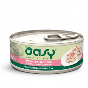 OASY CAT POLLO E SALMONE LATTINA 70 GR