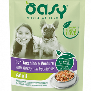 OASY DOG STRACCETTI ADULT TACCHINO E VERDURE BUSTINA 100 GR
