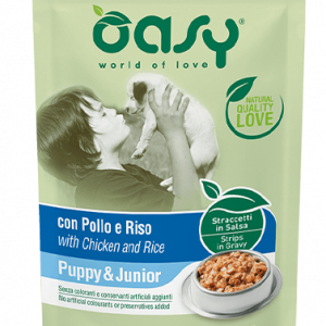 OASY DOG STRACCETTI PUPPY POLLO E RISO BUSTINA 100 GR