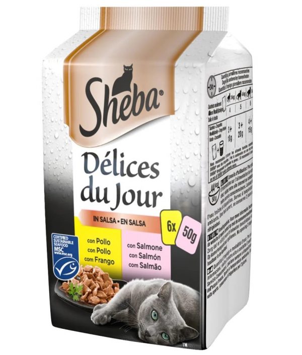 SHEBA DDJ POLLO E SALMONE SALSA 6X50GR