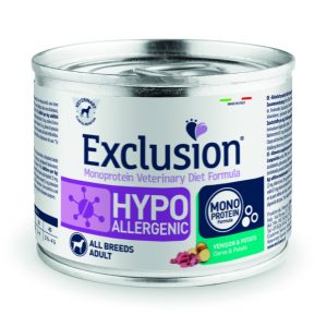 EXCLUSION DOG HYPO CERVO E PATATE LATTINA 200 GR