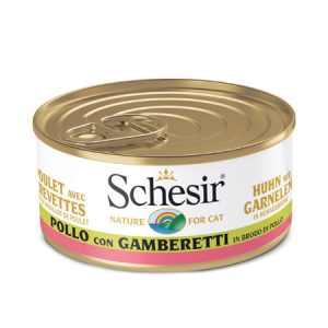 SCHESIR GATTO POLLO E GAMBERETTI IN BRODO LATTINA 70 GR