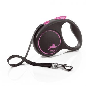 FLEXI DESIGN BLACK GUINZAGLIO FETTUCCIA S 5 MT ROSA