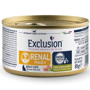 EXCLUSION CAT RENAL FASE 2 MAIALE PISELLI E RISO 85 GR
