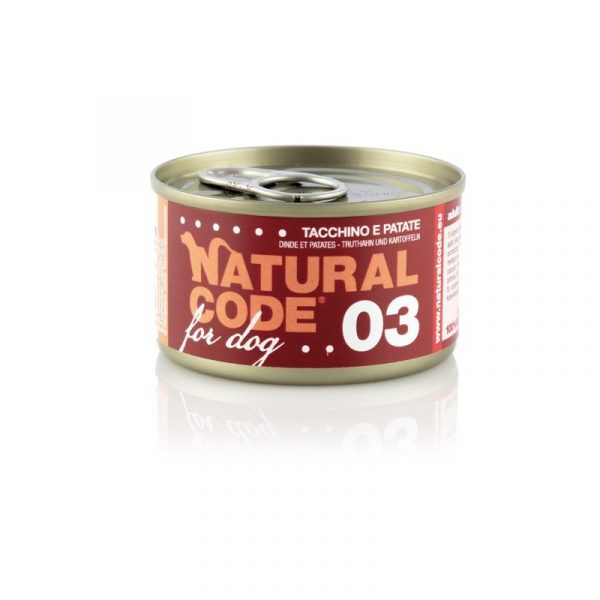 NATURAL CODE CANE TACCHINO E PATATE LATTINA 90 GR