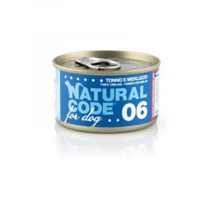 NATURAL CODE CANE TONNO E MERLUZZO LATTINA 90 GR