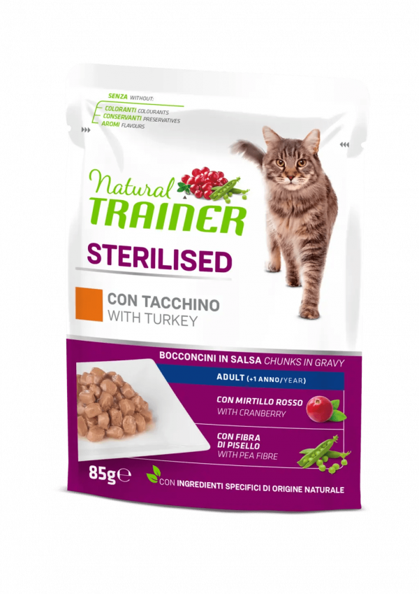 TRAINER NATURAL CAT STERILIZED TACCHINO BUSTINA 85 GR